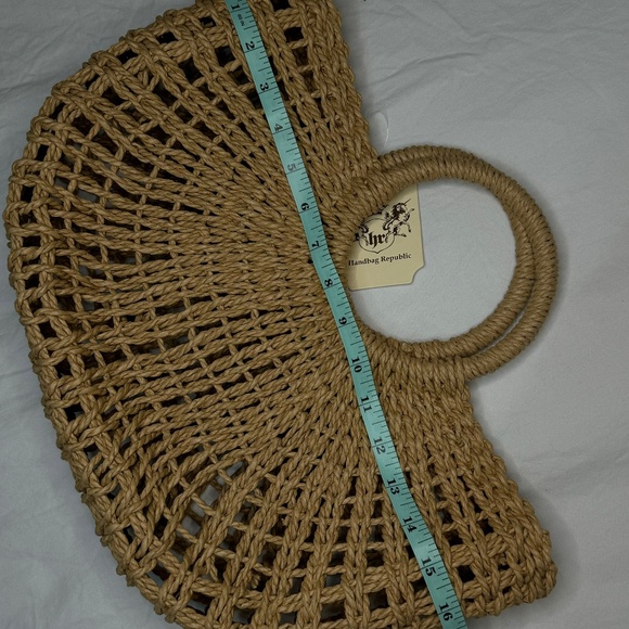 NWT Wicker Bag | Woven Straw Basket | Top Handle Bohemian Beach Bag *No Liner* - Picture 6 of 6